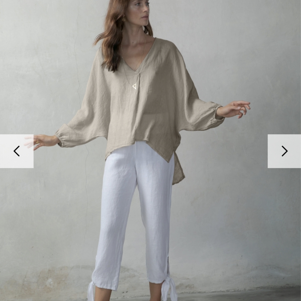 Luxmii 100% Linen Top Kaftan M L Oversized Lagenlook Coastal Beach Summer Luxury
